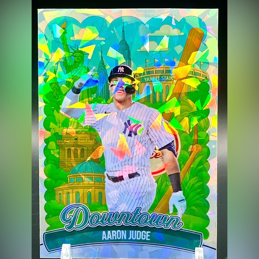 Aaron Judge SP Cracked Ice Holographic Custom Downtown Trading Card NY Yankees